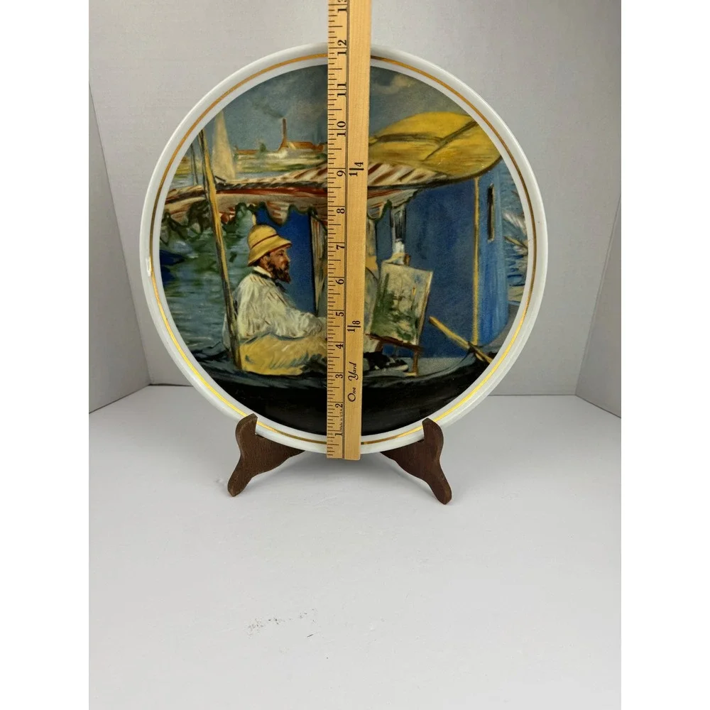 Limoges France Edouard Manet Monet Painting on His Studio Boat Collector Plate